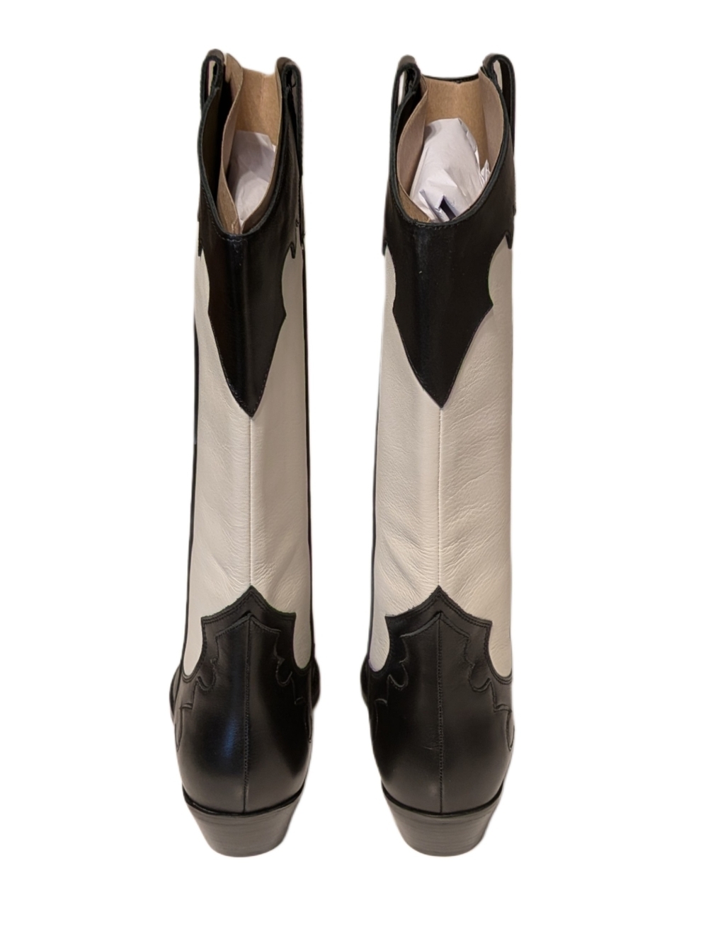 Marc Fisher LTD Hilaria Western Boots Women 11M Black White Leather Pointed Toe - Picture 3 of 9
